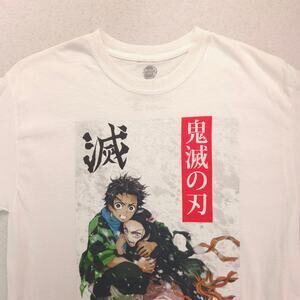 Demon Slayer Anime Short Sleeve Crew Neck Graphic T-Shirt Mens Size L White